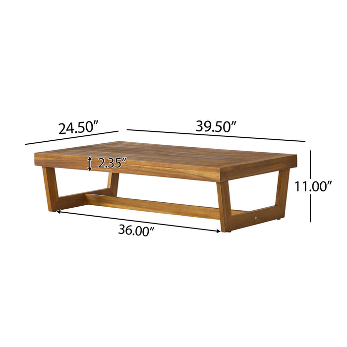 Outdoor Coffee Table With Slat Paneling - Teak