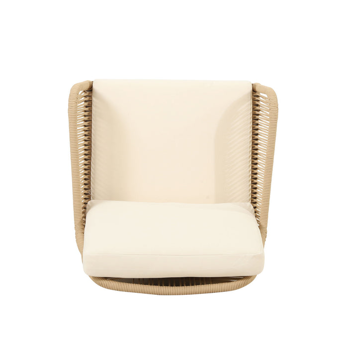 Hueber - Outdoor And Rope 4 Seater Chat Set With Cushions - Teak