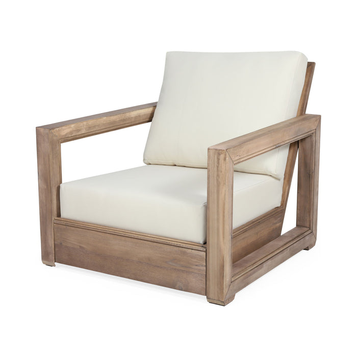 Outdoor Club Chair With Back And Seat Cushion - Brown