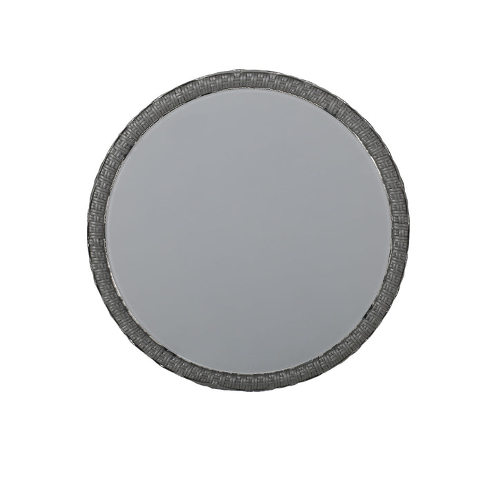 Achill - Outdoor Modern Boho Wicker Side Table With Glass Top - Gray