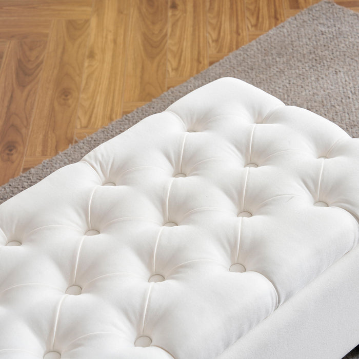 Contemporary Button Tufted And Diamond Stitched Storage Ottoman