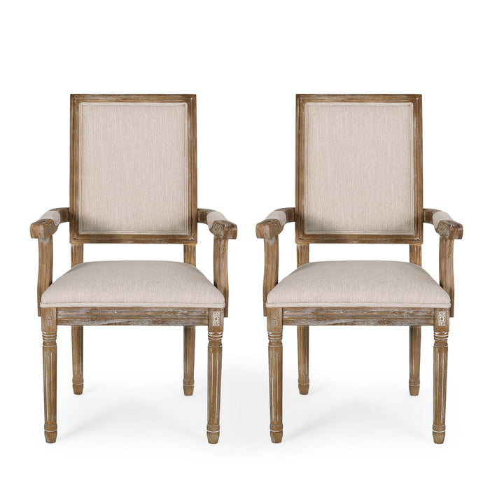 French Country Style Upholstered Dining Chair With Square Backrest