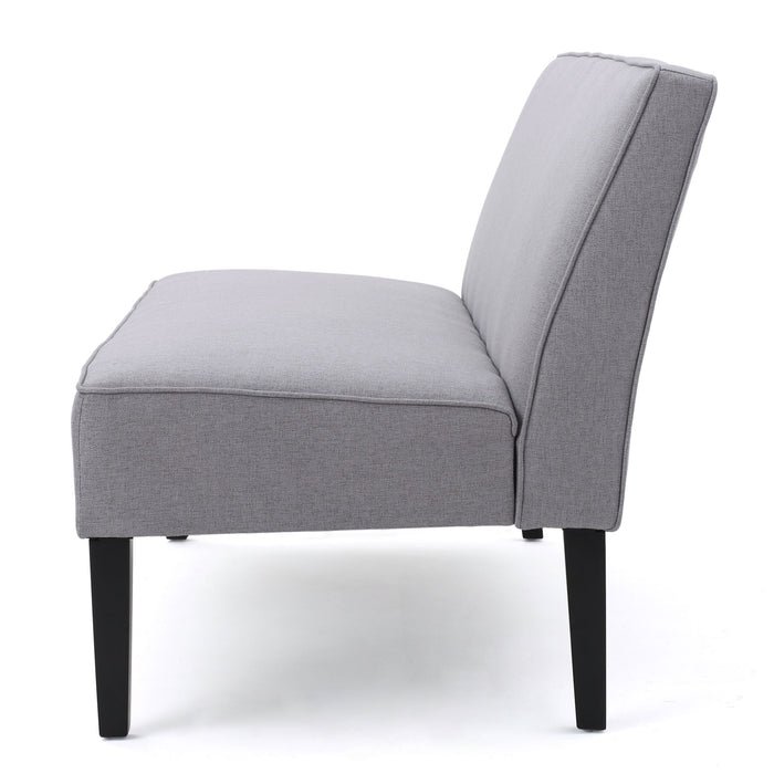 Contemporary Loveseat With Upholstered Fabric And Birch Wood Legs - Light Gray