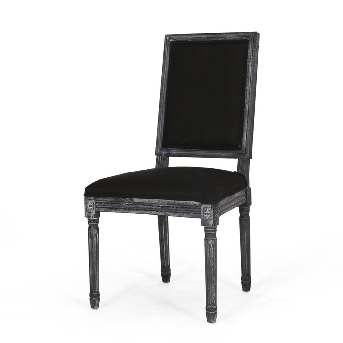 French Country Style Dining Chair With Upholstered Seating And Fluted Legs