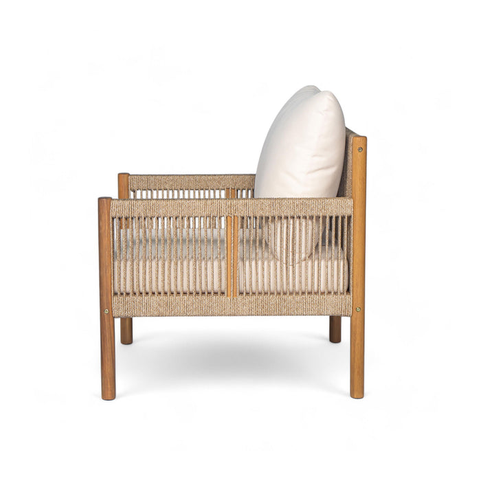 Modern Outdoor Woven Lounge Chair With Solid Wood Frame - Teak