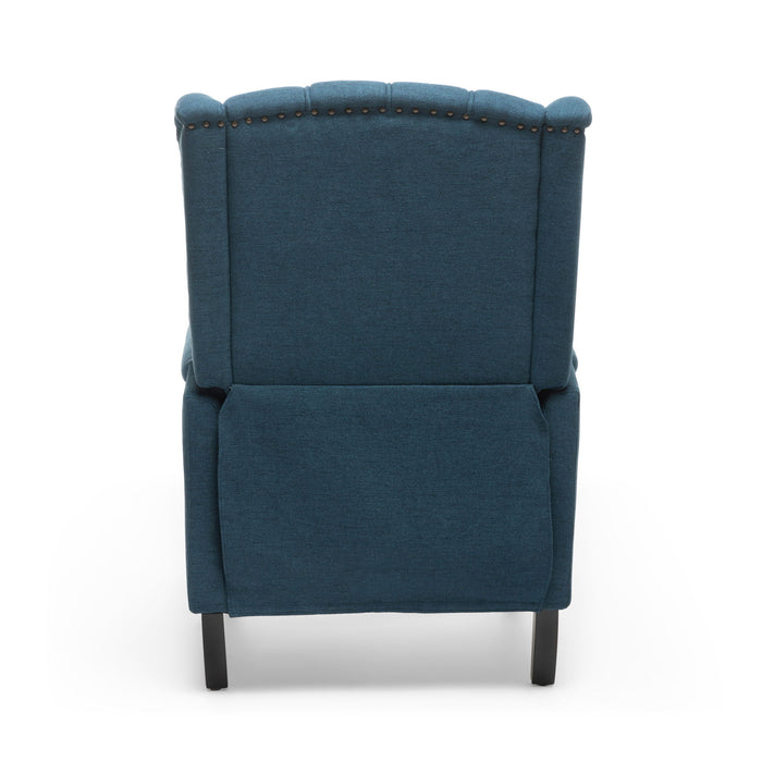 Armchair Recliner With Pushback Mechanism And Wingback Design
