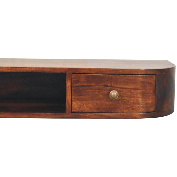 Lunar - Floating Console With 2 Drawer - Chestnut