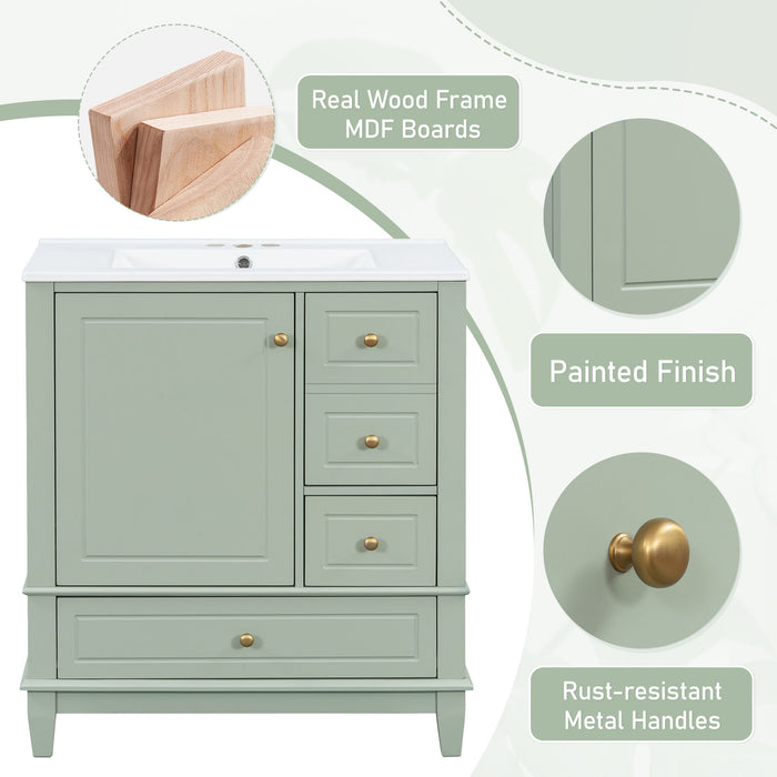 Freestanding Bathroom Vanity With Sink, Soft Close Door, 3 Drawers