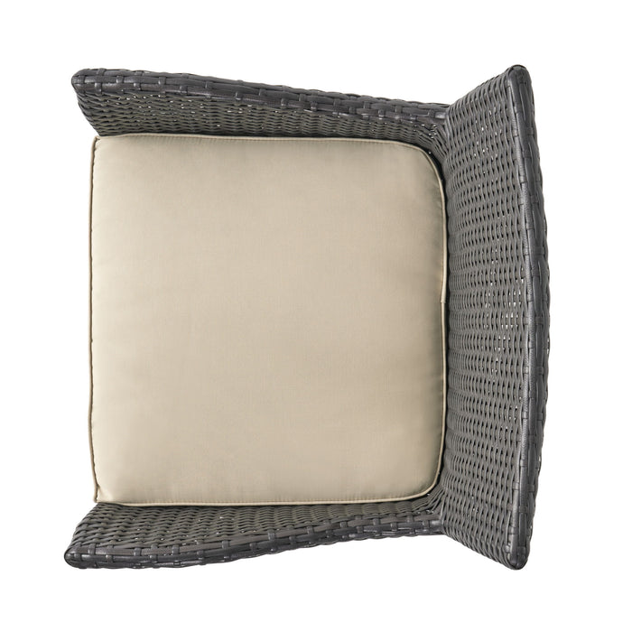 Outdoor Modern Rattan Swivel Barstool With Tapered Legs - Beige / Multibrown