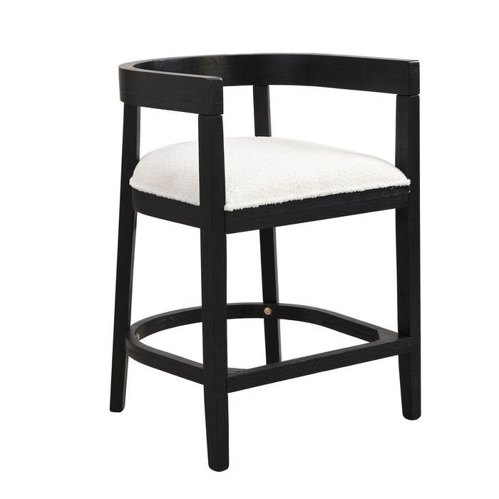 Modern Rubberwood Counter Stool Set With Upholstered Seats