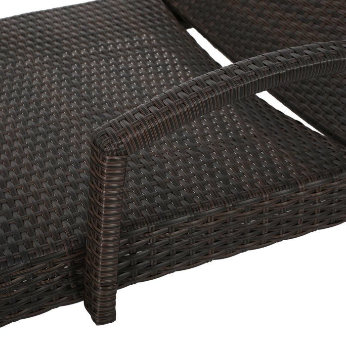 Salem - Contemporary Wicker Chaise Lounge With Arm, Weather Resistant