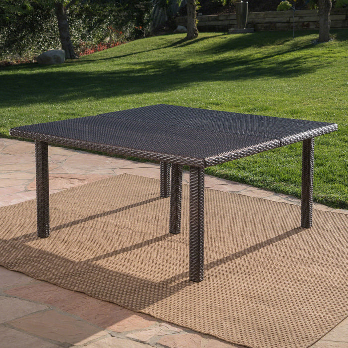 Outdoor Square Rattan Wicker Dining Table - Brown
