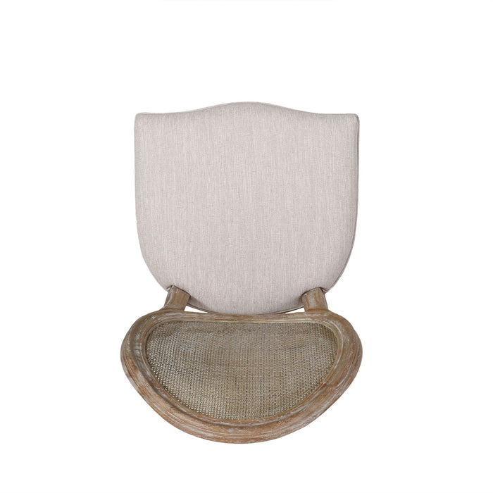 Elegant Dining Chair Set With Cane And Fabric Upholstery