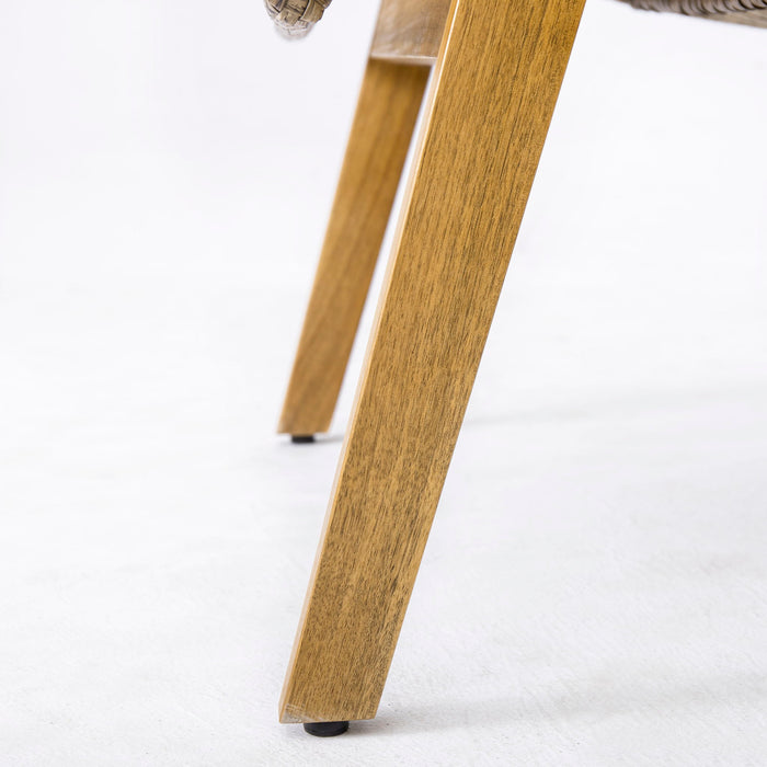 Acacia Wood Cape Woven Wicker Large Lounge Chair With Pillow For Patio, Deck, Yard, Lawn And Garden Seating Wicker (Set of 2) - Teak