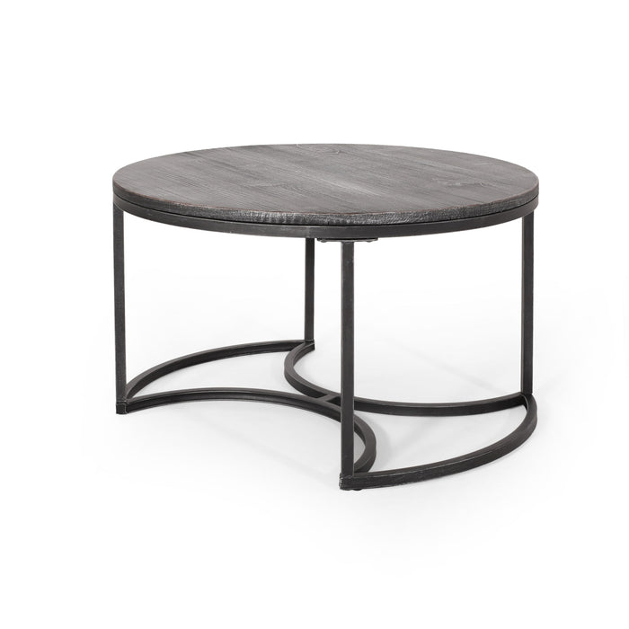 Icebergs - 3 Piece Coffee Table Set With Wood Top And Iron Base - Black / Gray
