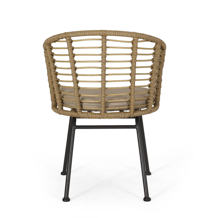 Randy - Modern Wicker Chair With Water Resistant Cushions - Brown / Beige