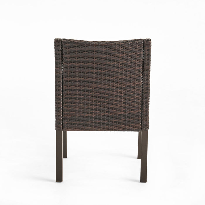 Outdoor Rattan Dining Chair With Straight Legs And Sloped Arms (Sey of 2)