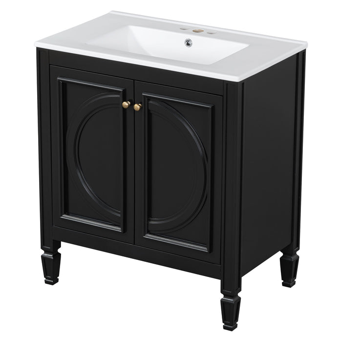 Bathroom Vanity With Sink With 2 Doors And Adjustable Shelf