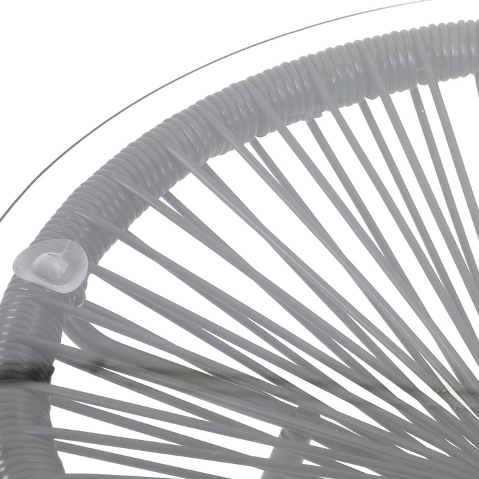 Nusa - Modern Rattan Side Table With Tempered Glass Top