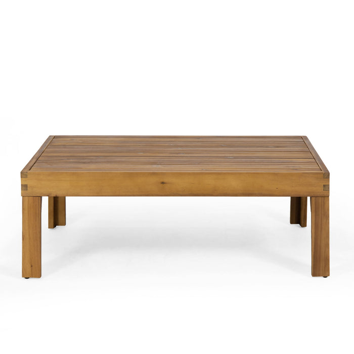 Outdoor 4 Seater Acacia Wood Chat Set With Wicker Accents And Cushions - Teak / Mixed Brown / Beige