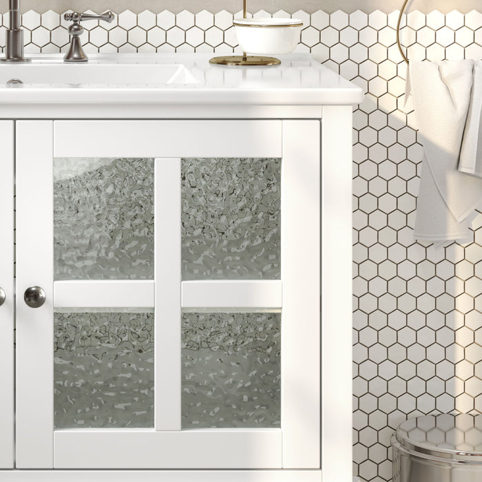 Bathroom Vanity With Ceramic Sink, Adjustable & Open Shelf