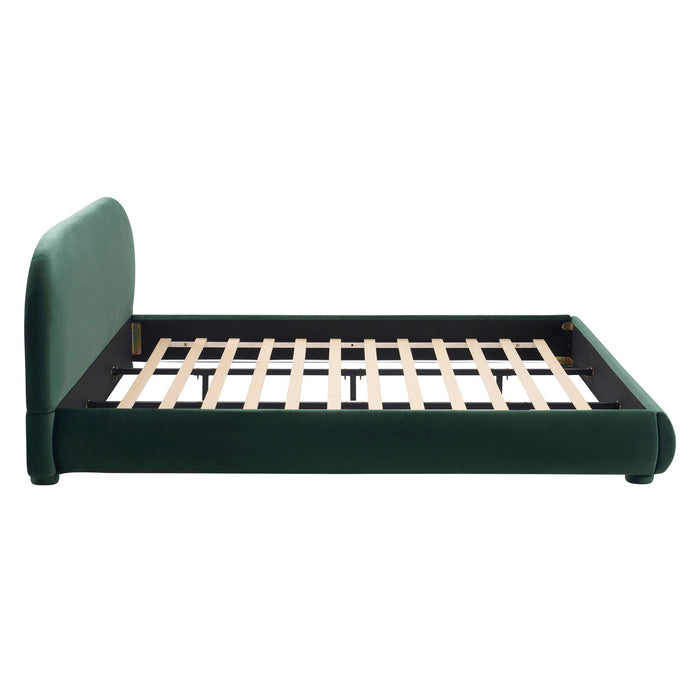 Upholstered Simple Modern Bedroom Bed With Curved Headboard