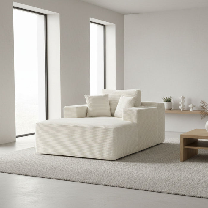 Convertible Chaise Lounge Chair With Wide Armrest & Throw Pillows