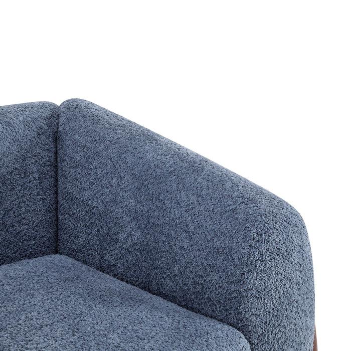 Contemporary Boucle Sherpa Sofa With Birch Wood Legs