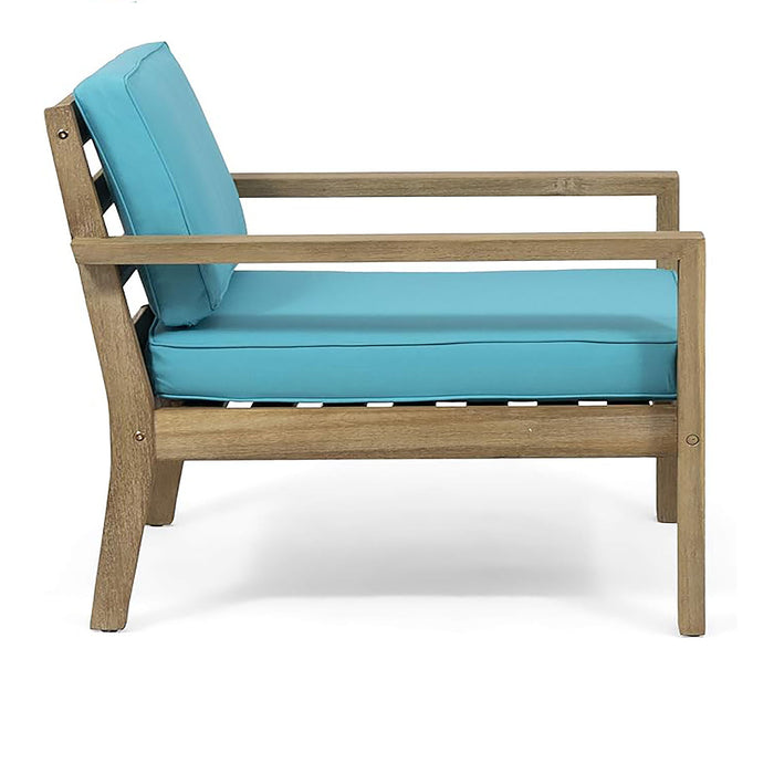 Antoine - Outdoor Acacia Wood Club Chairs With Cushions, (Set of 2)