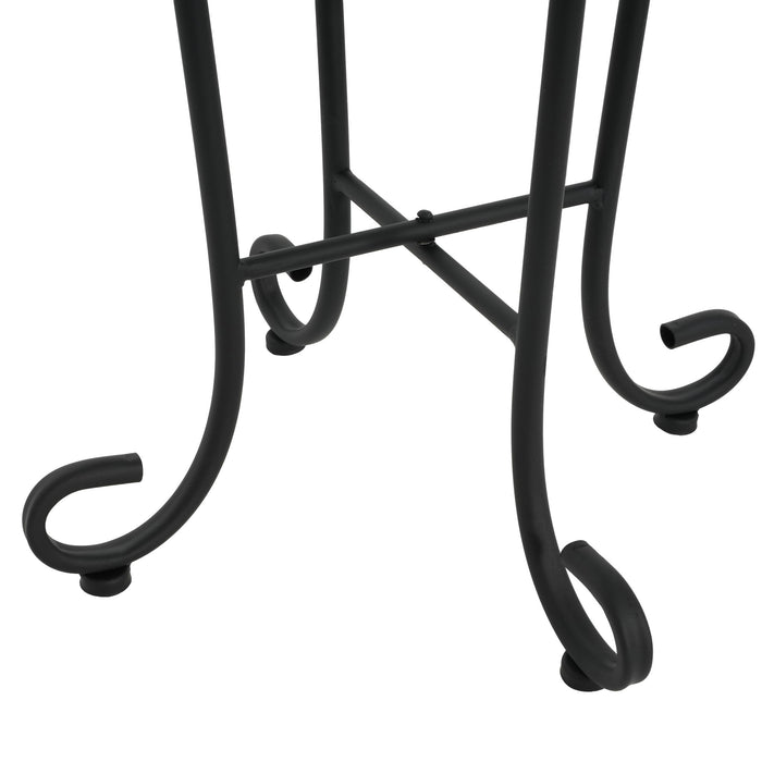 French Country Patio Side Table With Vibrant Tile Top