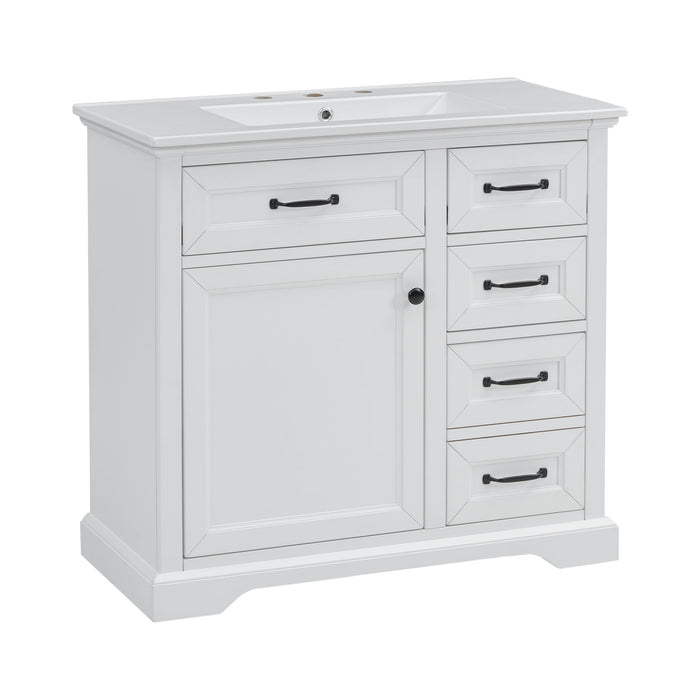 36" Bathroom Vanity With Sink, 2 Tip-Out Drawers, Soft Close Hinges