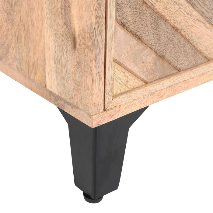 Solid Wood Vintage Nightstand With Handcrafted Detailing - Natural