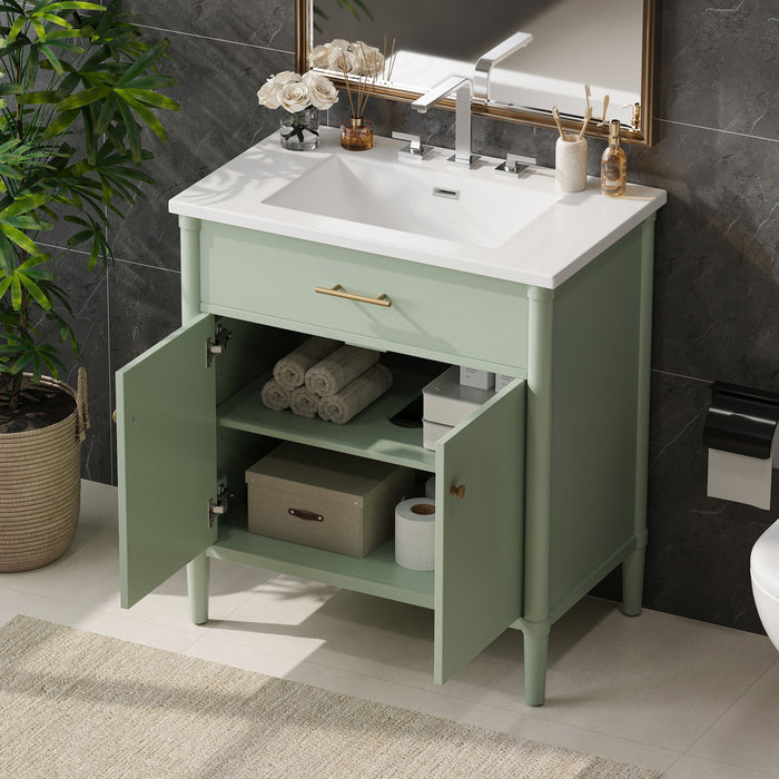 Bathroom Vanity With Sink, Soft Close Doors And Adjustable Shelf