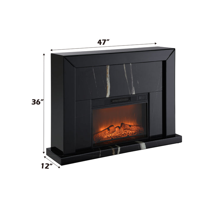 Drisana - Mirrored Fireplace - Black