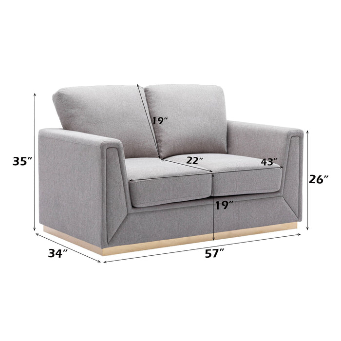 Valin - 3 Piece Living Room Set Meeting Room And Small Apartment Sofa Loveseat Chair - Gray