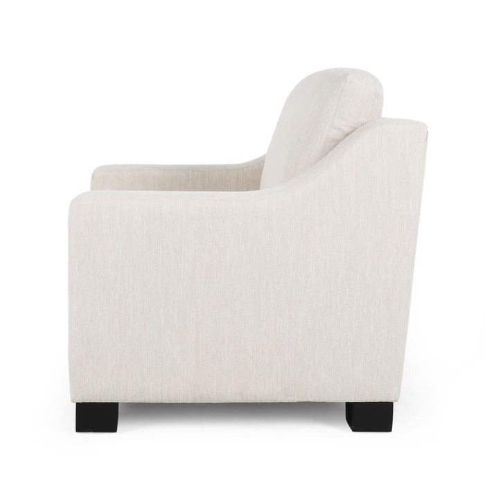 Nightowl - Upholstered Club Chair With Sloped Arms And Wood Legs - Beige