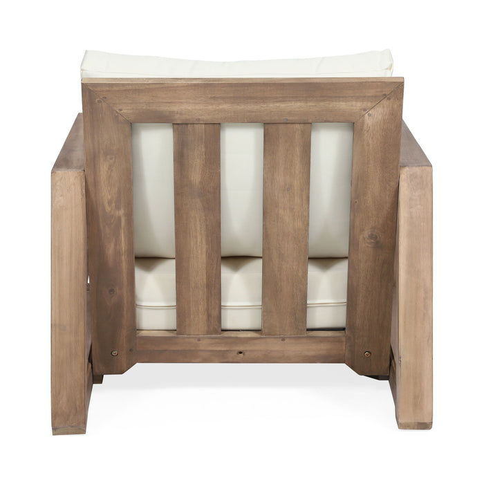 Outdoor Club Chair With Back And Seat Cushion - Brown