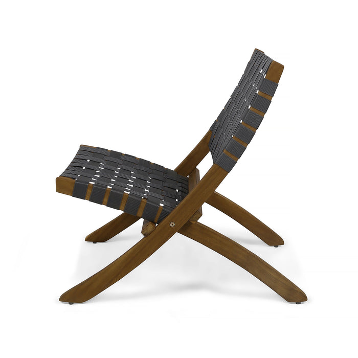 Solidago - Outdoor And Strapping Belt Folding Chairs, (Set of 2) - Black / Brown