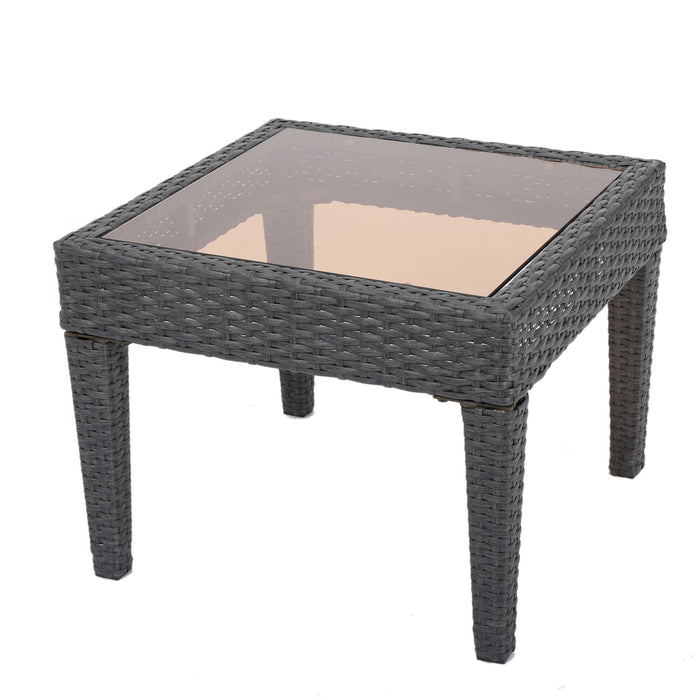 Outdoor Antibes Wicker Side Table, Accent Table - Gray
