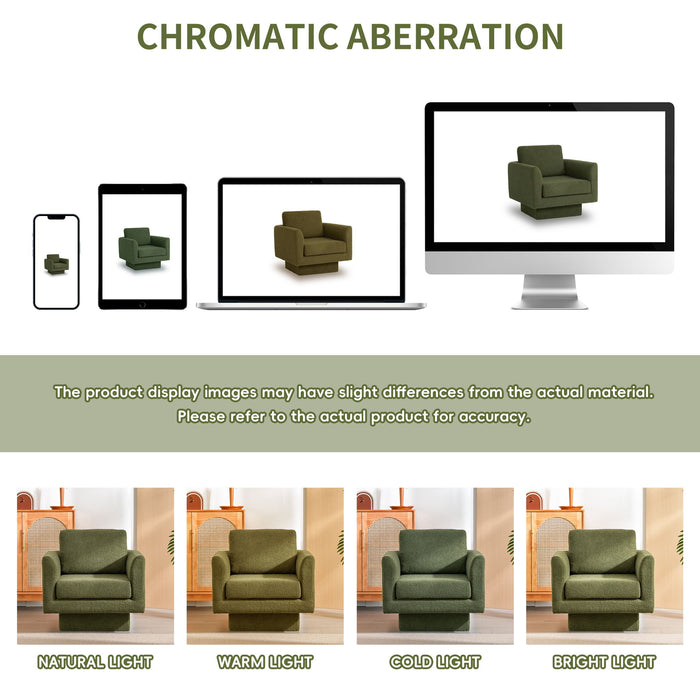 360° Modern Swivel Accent Chair Round Armchair, Thick Padded Single Lounge Sofa Upholstered Comfy