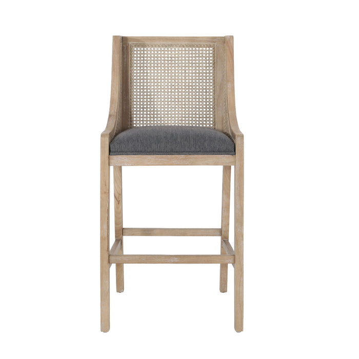 Celestiality - Upholstered Barstool With Cane Webbing Backrest (Set of 2)