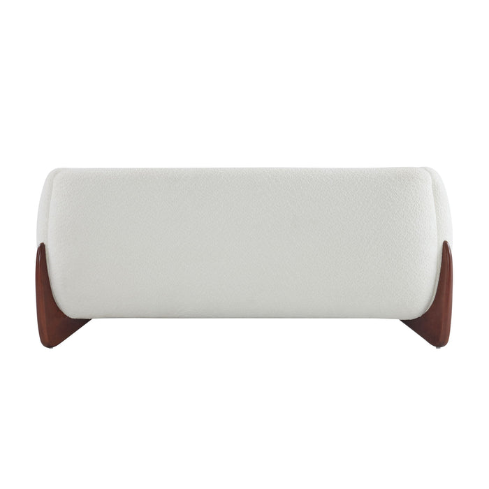 Contemporary Boucle Sherpa Sofa With Birch Wood Legs