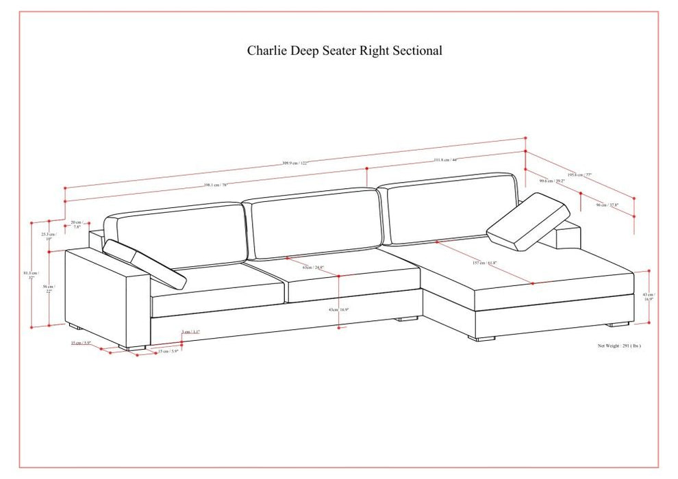 Charlie - Upholstered Deep Seater Sectional Sofa
