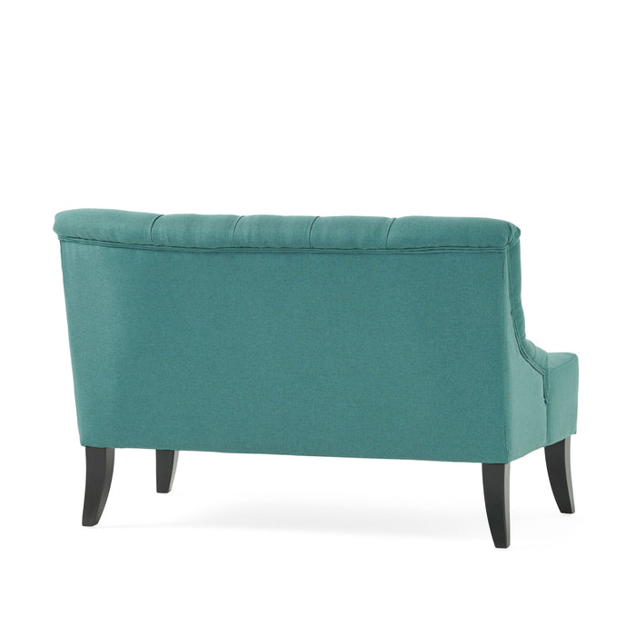 Nicole - French Style Upholstered Loveseat With Tufted Backrest - Teal