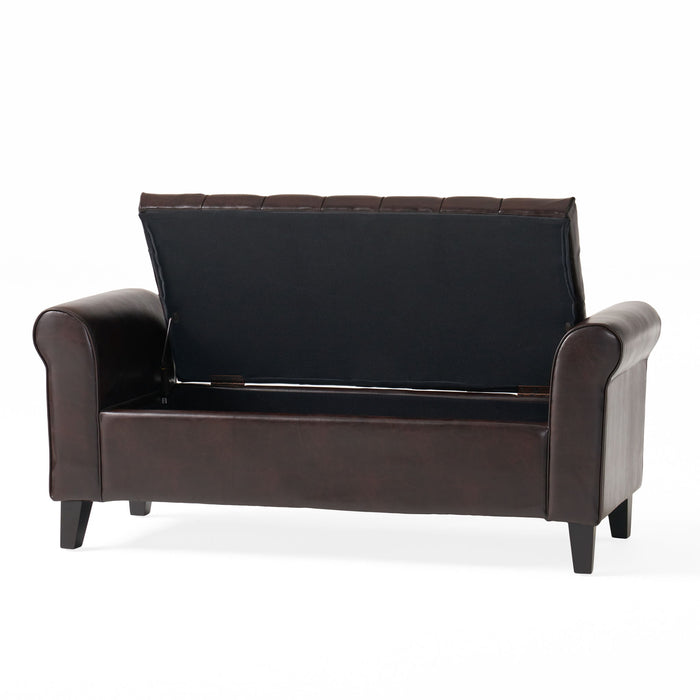 Hayes - Contemporary Armed Storage Bench With Button Tufting And Rolled Arms