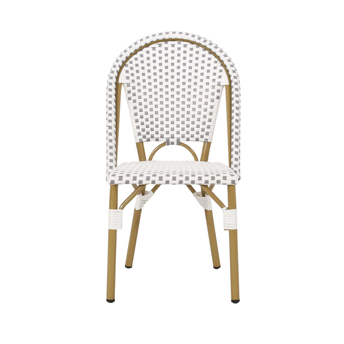 Outdoor Rattan And Aluminum French Bistro Chairs Set