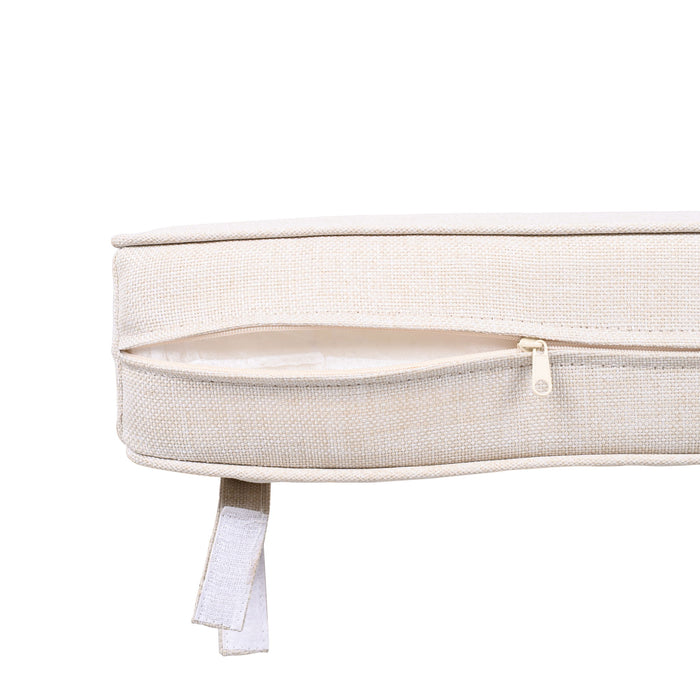 Outdoor Club Chair With Rope Arm And Cushions - Beige / Teak