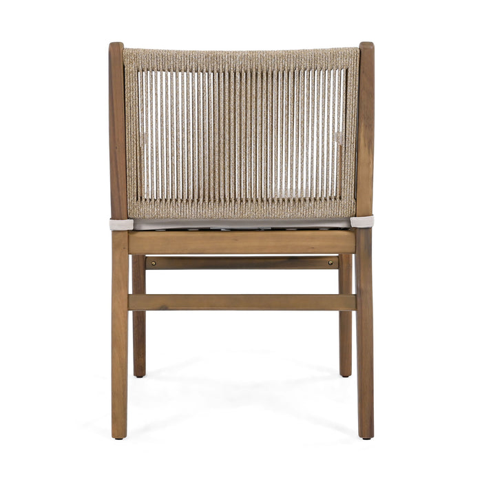 Outdoor Acacia Wood Patio Dining Armchair (Set of 2)