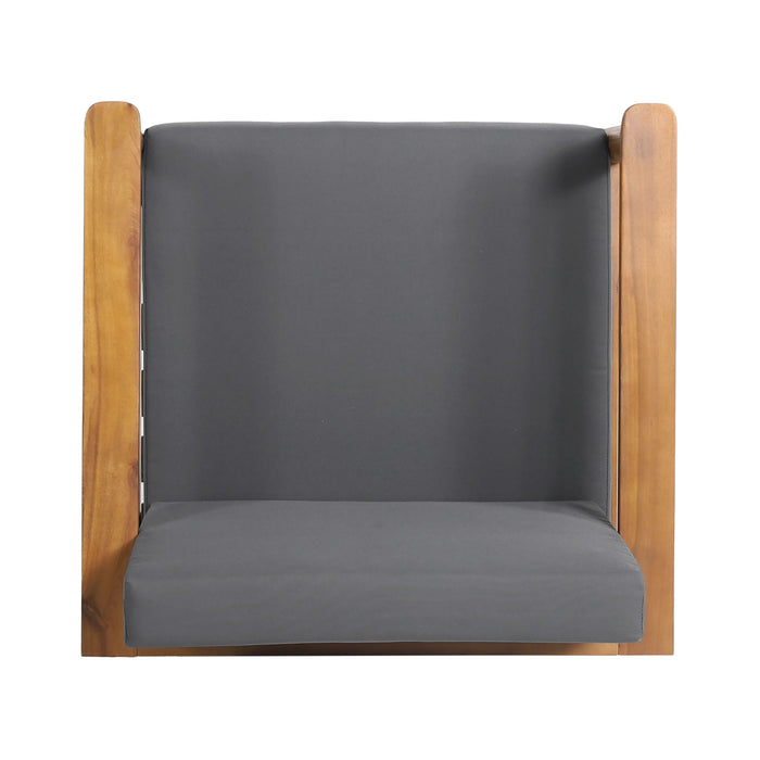 Outdoor Club Chair, Patio Chair With Teak Acacia Wood Frame - Dark Gray