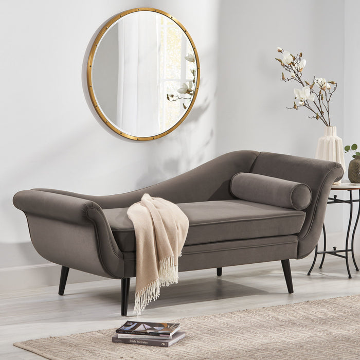 Auroral - Upholstered Chaise Lounge With Scrolled Arms And Tapered Legs